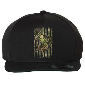 Camouflage American Flag Fishing Camo Wool Snapback Cap