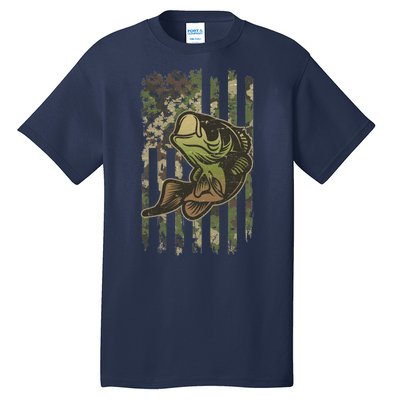 Camouflage American Flag Fishing Camo Tall T-Shirt