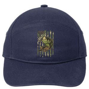 Camouflage American Flag Fishing Camo 7-Panel Snapback Hat