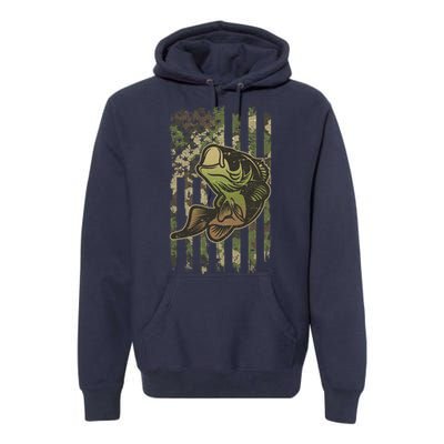 Camouflage American Flag Fishing Camo Premium Hoodie