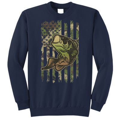 Camouflage American Flag Fishing Camo Tall Sweatshirt