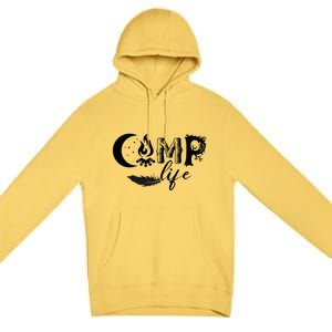 Camp Life Cute Camping Nature Logo Premium Pullover Hoodie