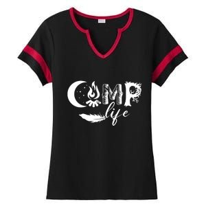 Camp Life Cute Camping Nature Logo Ladies Halftime Notch Neck Tee