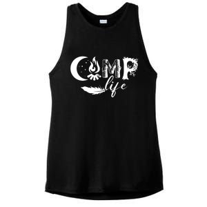 Camp Life Cute Camping Nature Logo Ladies PosiCharge Tri-Blend Wicking Tank