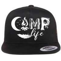 Camp Life Cute Camping Nature Logo Flatbill Hat