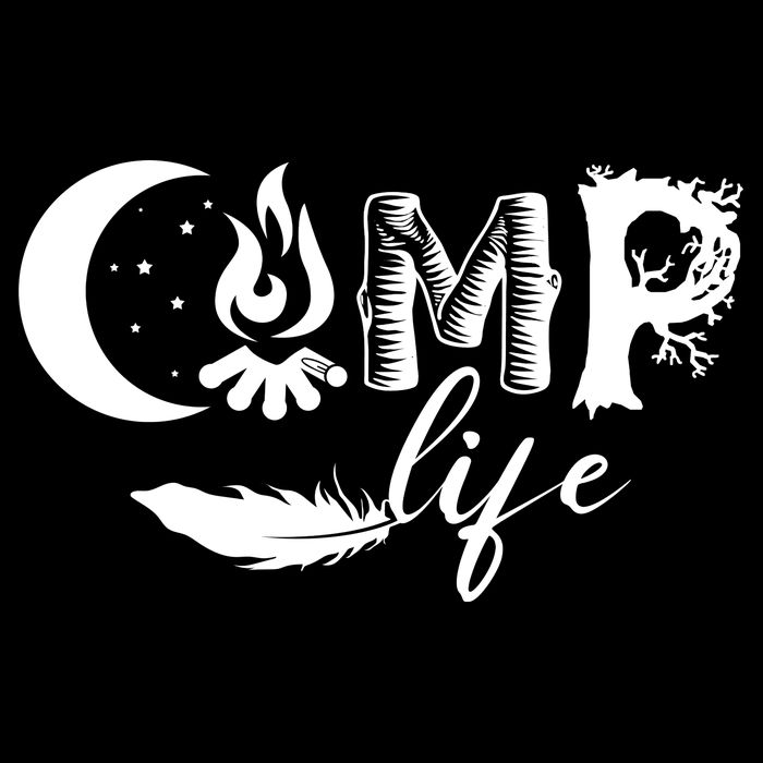 Camp Life Cute Camping Nature Logo Flatbill Hat