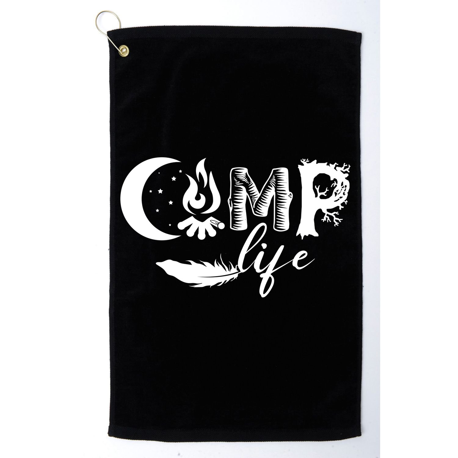 Camp Life Cute Camping Nature Logo Golf Towel