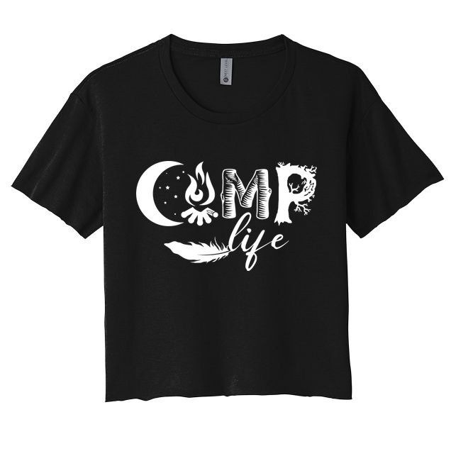 Camp Life Cute Camping Nature Logo Crop Top