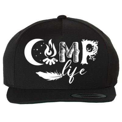Camp Life Cute Camping Nature Logo Wool Snapback Cap
