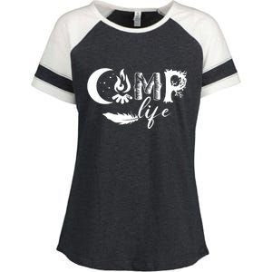 Camp Life Cute Camping Nature Logo Enza Ladies Jersey Colorblock Tee