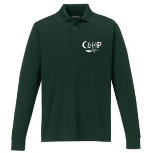 Camp Life Cute Camping Nature Logo Performance Long Sleeve Polo