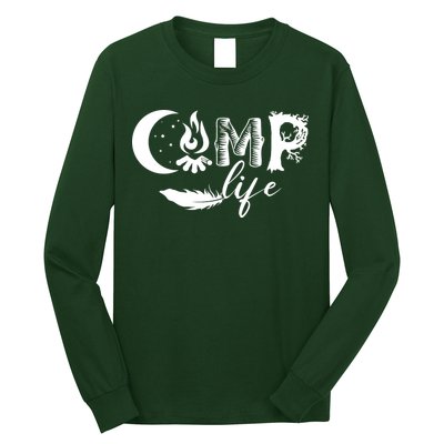 Camp Life Cute Camping Nature Logo Long Sleeve Shirt