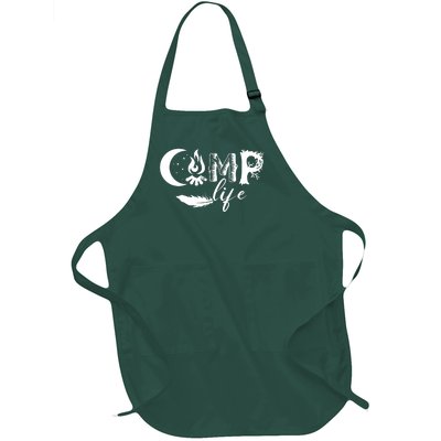 Camp Life Cute Camping Nature Logo Full-Length Apron With Pockets