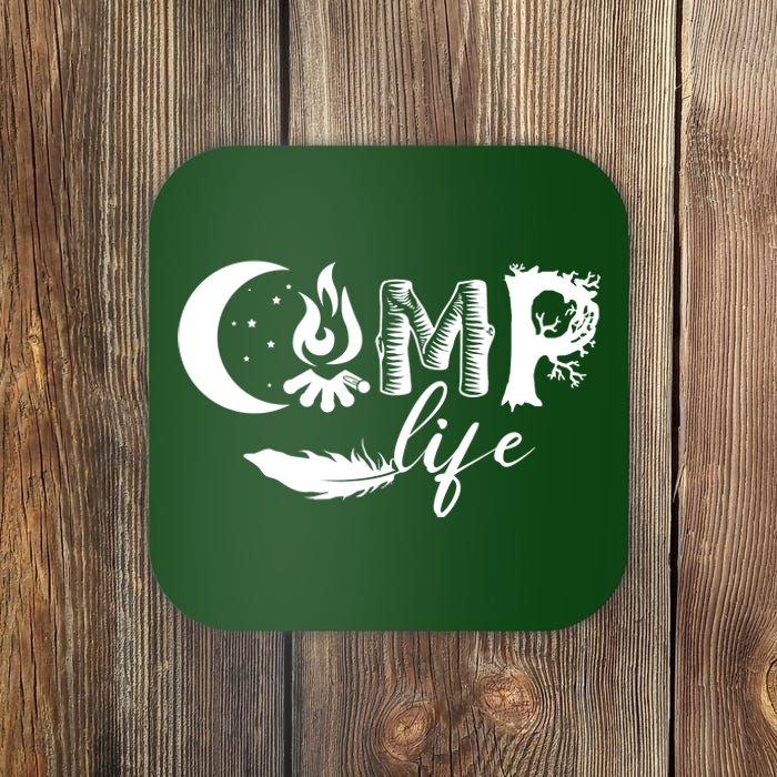 Camp Life Cute Camping Nature Logo Coaster