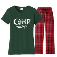 Camp Life Cute Camping Nature Logo Women's Flannel Pajama Set