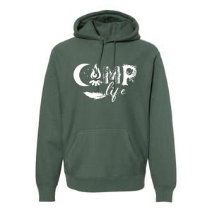 Camp Life Cute Camping Nature Logo Premium Hoodie