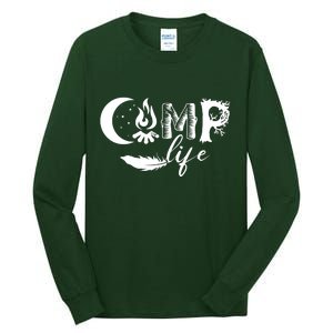 Camp Life Cute Camping Nature Logo Tall Long Sleeve T-Shirt