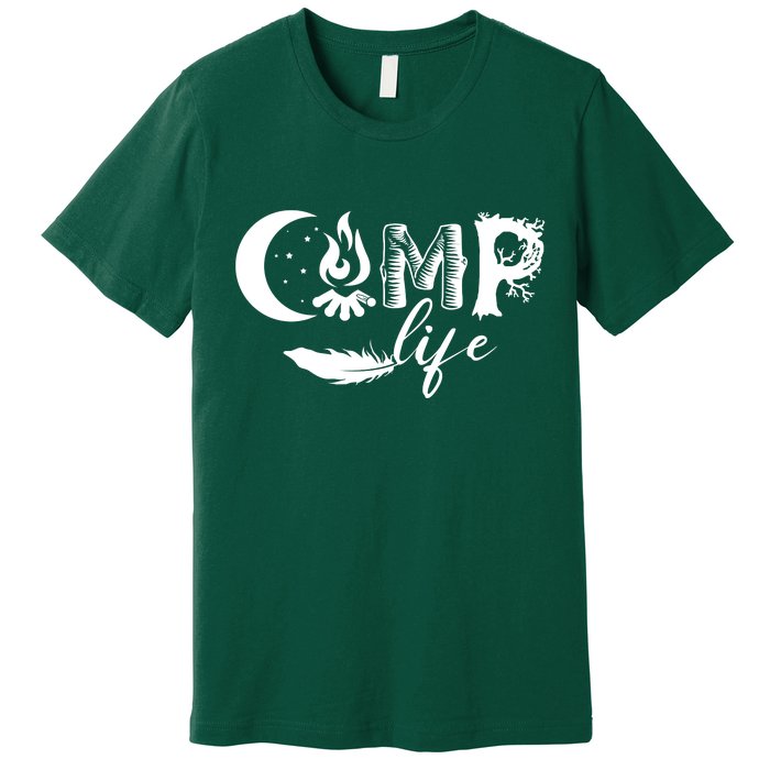 Camp Life Cute Camping Nature Logo Premium T-Shirt