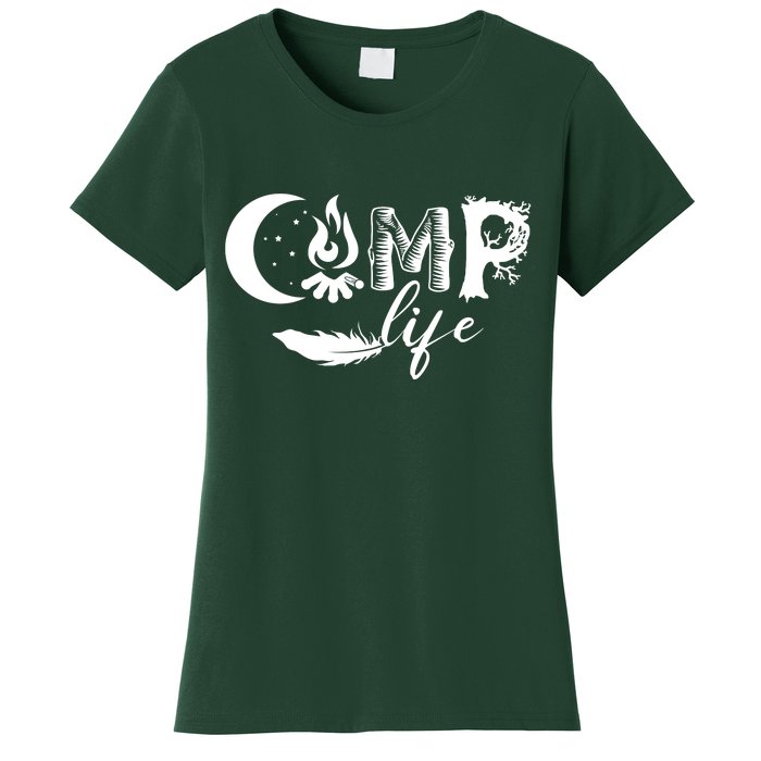 Camp Life Cute Camping Nature Logo Women's T-Shirt