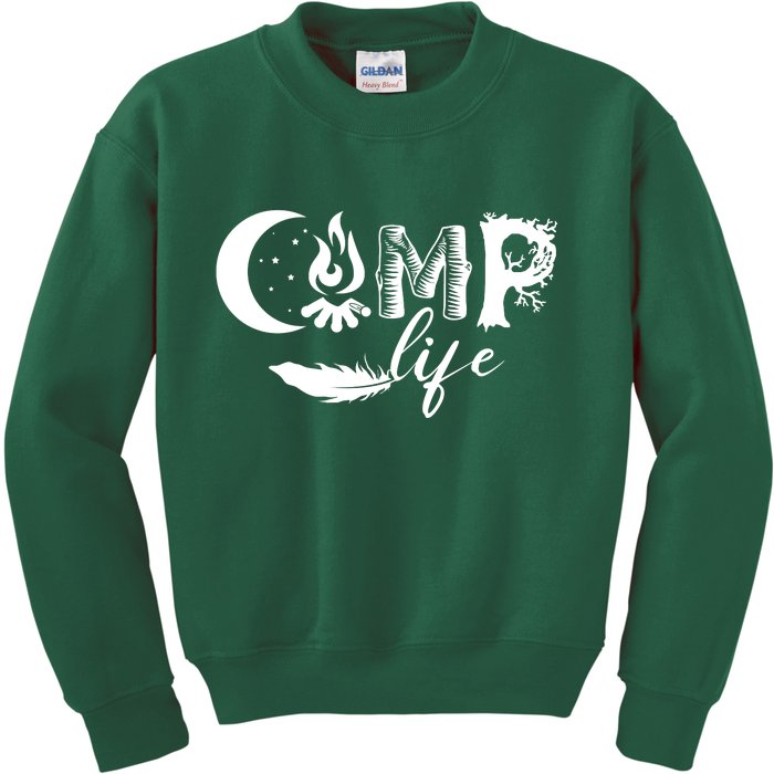 Camp Life Cute Camping Nature Logo Kids Sweatshirt