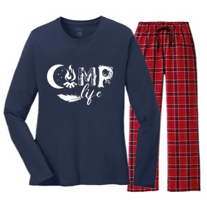 Camp Life Cute Camping Nature Logo Women's Long Sleeve Flannel Pajama Set 