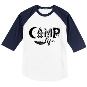 Camp Life Cute Camping Nature Logo Baseball Sleeve Shirt