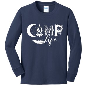 Camp Life Cute Camping Nature Logo Kids Long Sleeve Shirt