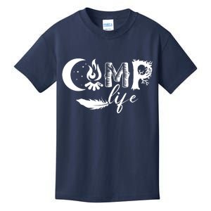 Camp Life Cute Camping Nature Logo Kids T-Shirt