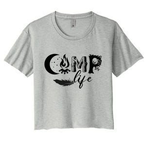 Camp Life Cute Camping Nature Logo Women's Crop Top Tee