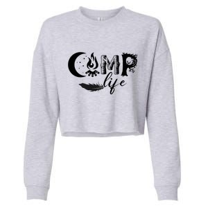 Camp Life Cute Camping Nature Logo Cropped Pullover Crew