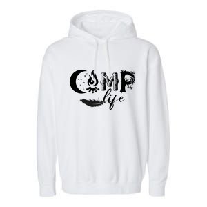 Camp Life Cute Camping Nature Logo Garment-Dyed Fleece Hoodie