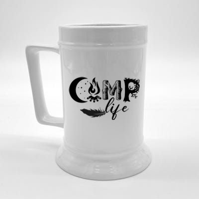 Camp Life Cute Camping Nature Logo Beer Stein