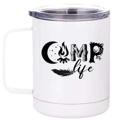 Camp Life Cute Camping Nature Logo 12 oz Stainless Steel Tumbler Cup