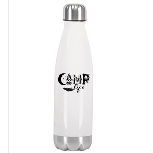 Camp Life Cute Camping Nature Logo Stainless Steel Insulated Water Bottle