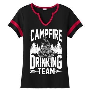 Campfire Drinking Team Ladies Halftime Notch Neck Tee