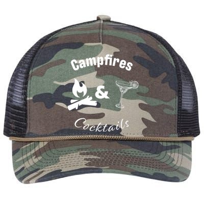 Campfires And Cocktails Retro Rope Trucker Hat Cap