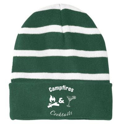 Campfires And Cocktails Striped Beanie with Solid Band