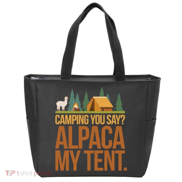 Camping Alpaca My Tent Zip Tote Bag