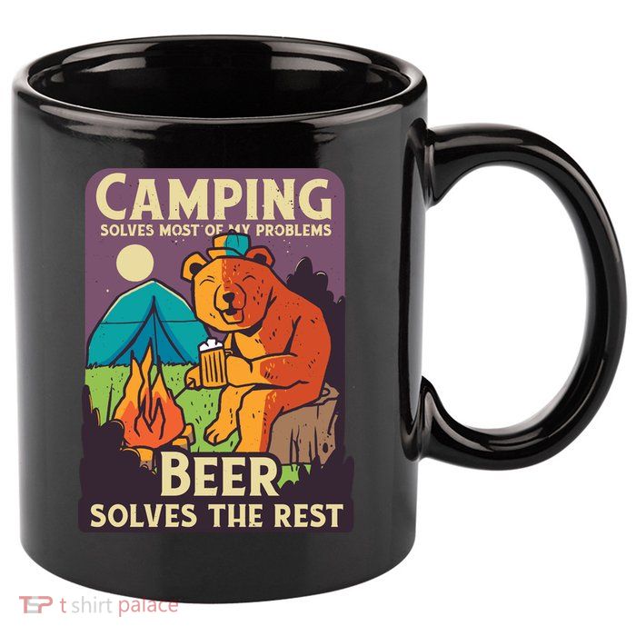 Camping And Beer Funny 11oz C Handle Ceramic Mug