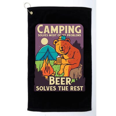 Camping And Beer Funny Golf Towel