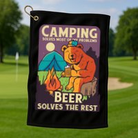 Camping And Beer Funny Golf Towel