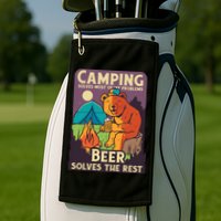 Camping And Beer Funny Golf Towel