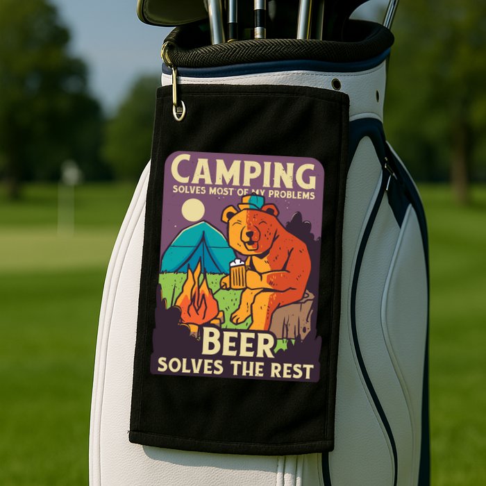 Camping And Beer Funny Golf Towel