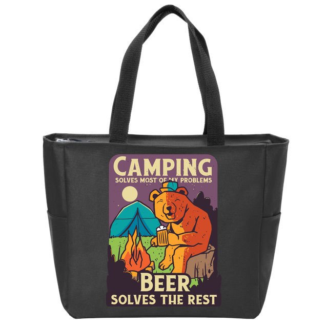 Camping And Beer Funny Zip Tote Bag