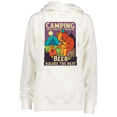 Camping And Beer Funny Womens Funnel Neck Pullover Hood