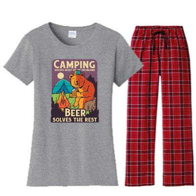 Camping And Beer Funny Women's Flannel Pajama Set