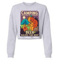 Camping And Beer Funny Cropped Pullover Crew