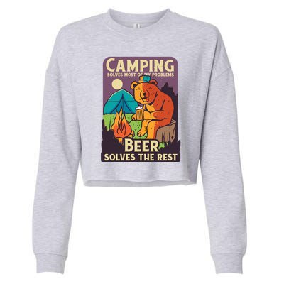 Camping And Beer Funny Cropped Pullover Crew