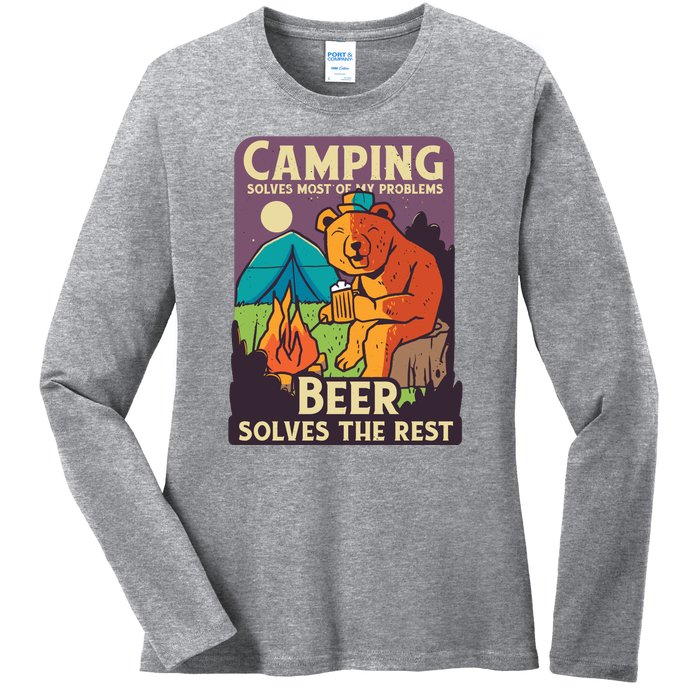 Camping And Beer Funny Ladies Long Sleeve Shirt