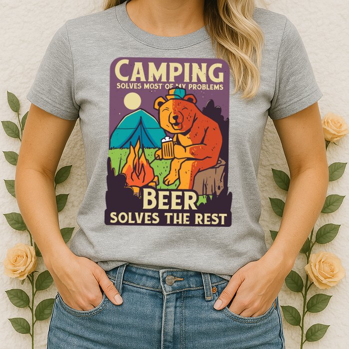 Camping And Beer Funny Womens T-Shirt